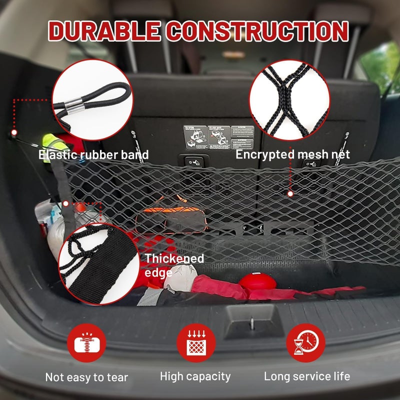 RED WOLF Envelope Style Stretchable Truck Cargo Net for Toyota Subaru Honda Dodge Ford Chevy Trunk Bed Net Mesh Organizer SUV Rear Tailgate Netting for Middle SUV 43.3 x 15.7 inch with Hooks - Image 4